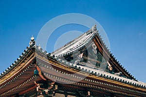 Japanese traditional roof at Toji temple in Kyoto, Japan