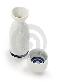 Japanese traditional sake cup and bottle