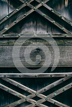 Japanese traditional wooden door at Nijo castle in Kyoto, Japan