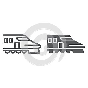 Japanese train line and glyph icon, asian and railroad, bullet train sign, vector graphics, a linear pattern on a white