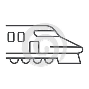 Japanese train thin line icon, asian and railroad, bullet train sign, vector graphics, a linear pattern on a white