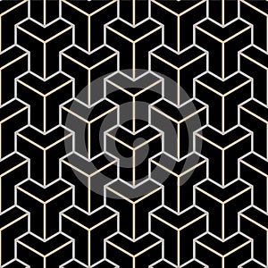 Japanese Triangle Cube Line Vector Seamless Pattern
