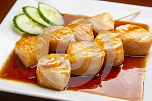 Japanese typical food skewered salmon