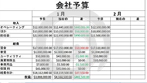 Japanese. Typing Company Expense Financial Figures Numbers Budgeted For The Current Period in Spreadsheet. Type Up Budget Revenue