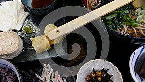 Japanese udon noodles with tempura