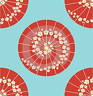 Japanese umbrella seamless pattern polka dot style