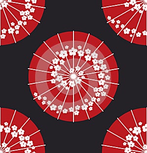 Japanese umbrella seamless pattern polka dot style