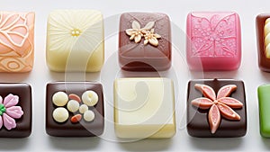 Japanese wagashi confections come in a variety of shapes and colors.