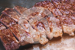 Japanese wagyu beef steak teppanyaki