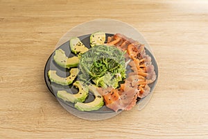 Japanese wakame seaweed salad with Mexican avocado