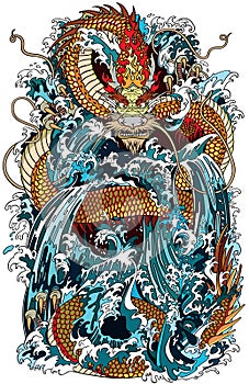 japanese water dragon illustration