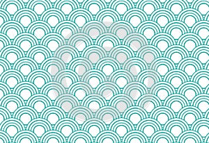 japanese wave circle pattern green and white background