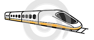 Japanese white modern high-speed train isolated flat illustration