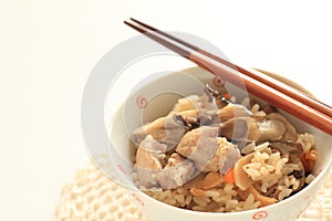 Japanese winter food, chicken and Maitake mushroom rice