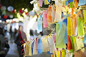 Japanese Wishing Tree with wishes written on Tanzaku