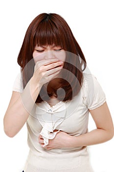 Japanese woman feels like vomiting