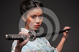 Japanese woman with katana