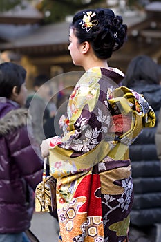 Japanese woman kimono temple