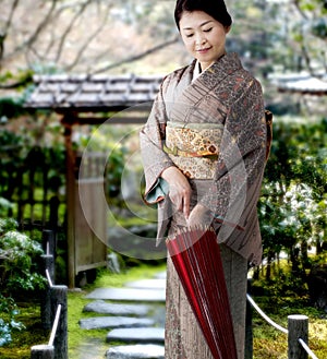 Japanese woman wearing kimono