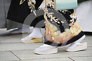 Japanese Women in Traditional Dress at Meiji Shrine photo