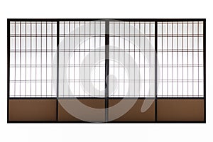 Japanese wood slid door isolated