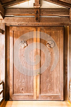 Japanese Wooden Door with Sigils photo