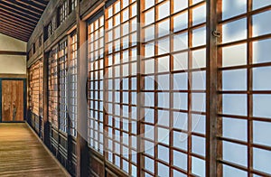 Japanese wooden frame and rice paper wall