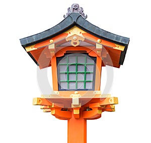 Japanese wooden lantern isolated