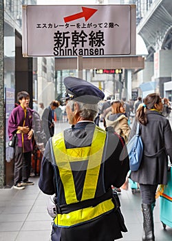 Japanese worker at Kyoto Station