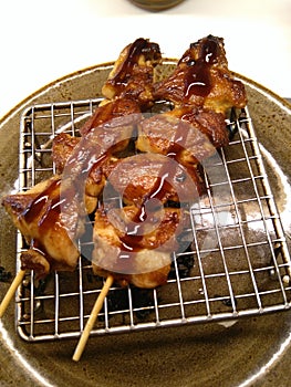 Japanese yakitori`s Negima grilled chicken