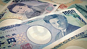 Japanese Yen Banknotes Rotating