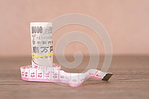 Japanese yen banknotes and tape