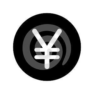 Japanese Yen currency symbol flat vector icon for apps and websites, black circle with cut out yen sign, rounded coin