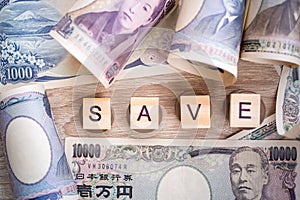 Japanese yen notes for money concept