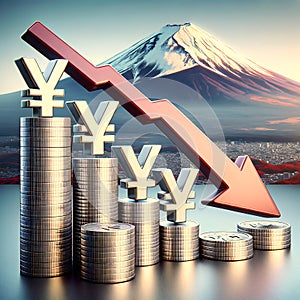 Japanese Yen Weakening with Mount Fuji Background