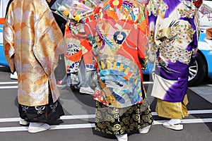 Japanese young men wearing traditional Kimono
