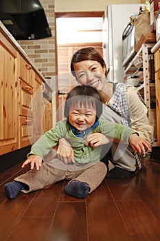 Japanese young parents and children