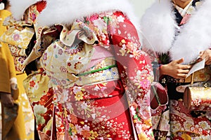 Japanese young women in kimono