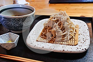 Japanese zaru soba noodles
