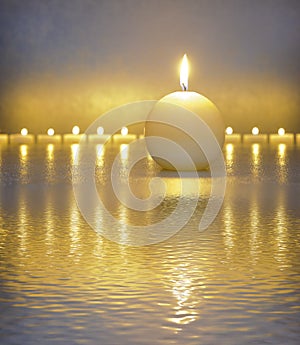 Japanese ZEN garden with candle lights