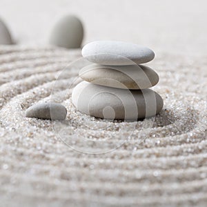 Japanese zen garden meditation stone for concentration and relaxation sand and rock for harmony and balance in pure simplicity