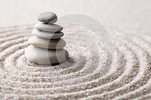 Japanese zen garden meditation stone for concentration and relaxation sand and rock for harmony and balance in pure simplicity