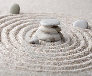 Japanese zen garden meditation stone for concentration and relaxation sand and rock for harmony and balance in pure simplicity