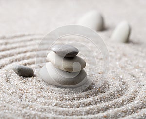 Japanese zen garden meditation stone for concentration and relaxation sand and rock for harmony and balance in pure simplicity