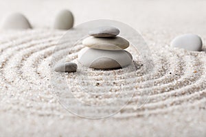 Japanese zen garden meditation stone for concentration and relaxation sand and rock for harmony and balance in pure simplicity