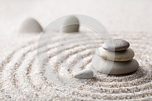 Japanese zen garden meditation stone for concentration and relaxation sand and rock for harmony and balance in pure simplicity