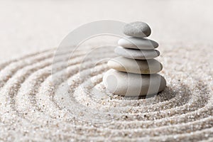 Japanese zen garden meditation stone for concentration and relaxation sand and rock for harmony and balance in pure simplicity