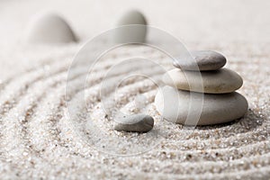 Japanese zen garden meditation stone for concentration and relaxation sand and rock for harmony and balance in pure simplicity