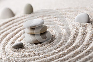 Japanese zen garden meditation stone for concentration and relaxation sand and rock for harmony and balance in pure simplicity