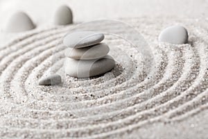 Japanese zen garden meditation stone for concentration and relaxation sand and rock for harmony and balance in pure simplicity - m